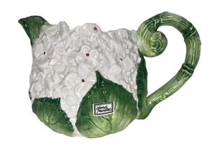 Vintage Fitz and Floyd White Hydrangea Ceramic Pitcher OCI Cottage Granny Core - Picture 1 of 2