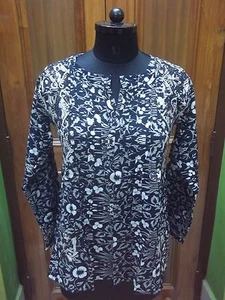 2XS XS 100%COTTON ETHNIC CHIKAN EMBROIDERY HANDMADE TOP BLOUSE KURTA KURTI TUNIC - Picture 1 of 6