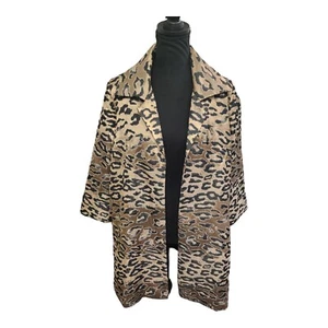 CHICO'S Topper Shantung Hi Low Leopard Jacket Women's Size 1 US 8/10 NWT $159 - Picture 1 of 7