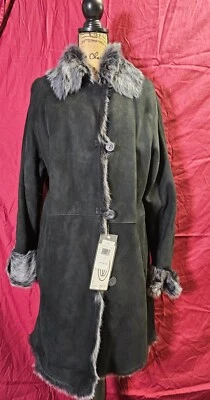 ABRIGO INVIERNO PIEL DE OVEJA PIEL DE OVEJA GAMUZA CUERO BOTONES, L/14 NUEVO CON ETIQUETAS Foto 1 de 4