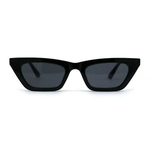 Womens Narrow Rectangle Chic Plastic Cat Eye Sunglasses - Picture 1 of 13