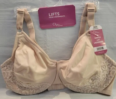 Olga By Warner’s Womens Bra 38DD Gentle Lift Underwire Beige Nude Floral Lace - Image 1 of 4