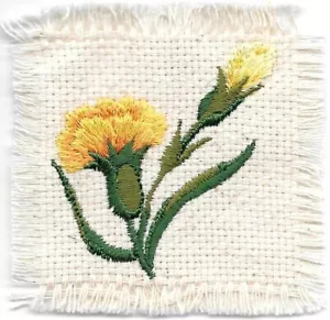 Yellow Carnation Flower Canvas embroidered Patch - Picture 1 of 1