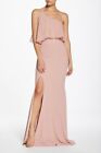 DRESS the POPULATION Blush FAITH One Cold Shoulder Chiffon Ruffle Crepe Gown M