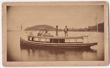 SUPER Albumen Photo - Steamboat on Lake - Grace E Willey 1870 Concord NH? Boat