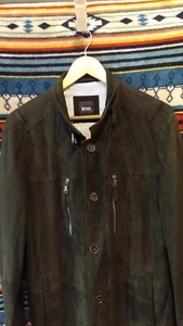 Hugo Boss Men’s Black Goatskin Embossed Suede.Size 42 R. - Picture 1 of 8