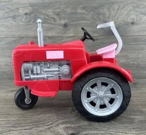 Barbie Toy Farm Tractor Red Pink 9" Plastic 2017 Mattel - Picture 1 of 8
