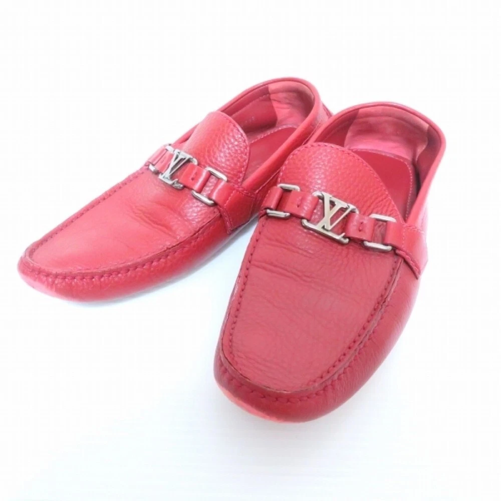 Louis Vuitton 赤 レザー ローファー Louis Vuitton Red Loafers Mens Size 8 monogram logo | eBay