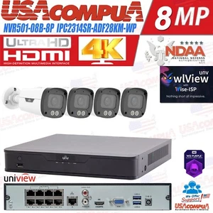 UNIVIEW IP67 8 canales + 4K red NVR 4x Bullet 4MP NDAA audio cámara IP kit de seguridad - Imagen 1 de 9