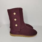 Ugg Knit Boots Women's Size 8 Purple Fold Over
