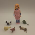 Crazy Cat Lady Action Figure Loose Articulable Poseable Set With 5 Cats Kittens