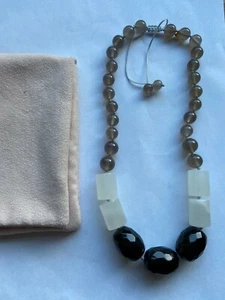 Lolo Rose Black Agate Ice White & Grey Agate Mix necklace never worn - Picture 1 of 3
