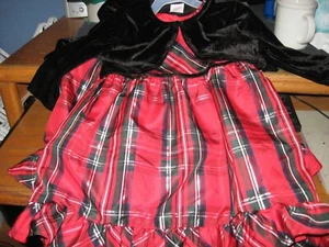 TODDLER GIRLS CHRISTMAS PLAID DRESS SIZE 3T RED PLAID HOLIDAY DRESS/JACKET NEW - Picture 1 of 6