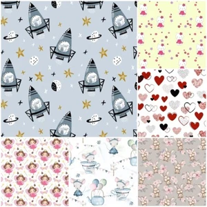 COT FITTED SHEET PATTERNED 100%cotton BED COVER 60x120 70x140 stars rocket fairy - Picture 1 of 66