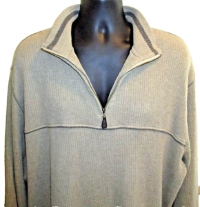 Van Heusen Beige Tan Ribbed 100% Cotton Half-Zip Sweater Size XL Stretch Men's - Picture 1 of 4