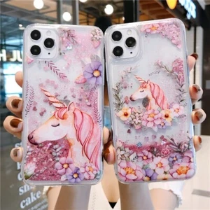 Für iPhone Samsung Hülle Treibsand Glitzer Flüssig Einhorn Stoßfest Soft Cover - Bild 1 von 20