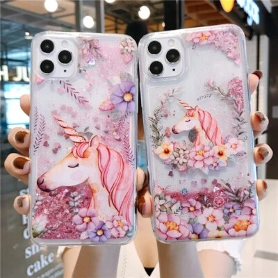 For iPhone Samsung Case Quicksand Glitter Liquid Unicorn Shockproof Soft Covers — 第 1/4 张图片