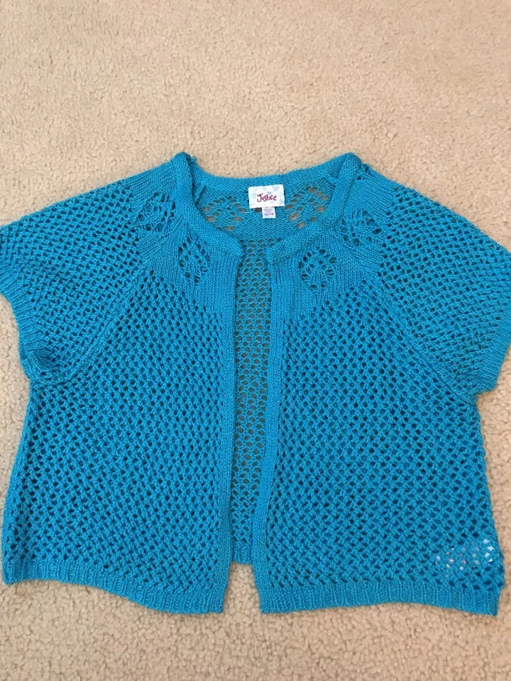 Turquoise Mesh Sweater Justice 16/18 Short Sleeve - Image 1 of 1