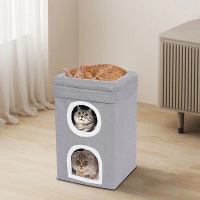 Foldable Cute Modern Cat Condo Cat House Gray Indoor Cats Bed For Home Pet Shop - Image 1 of 4