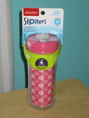 Playtex Sipsters этап 4 (24 M +) чашка 12 унций розовый цветок 100% утечки доказательство новый - Изображение 1 из 4