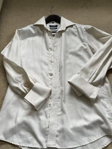 Racing Green Mens Long Sleeved Formal Shirt - Cream Size 15/38 - Picture 1 of 6