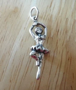 Sterling Silver 3D 28x9mm Ballerina Ballet Dancer Dance Charm! - Picture 1 of 4