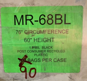 (90) 76” Circumference 60” Height 1.5 Mil Trash Bags New Free Shipping - Picture 1 of 1