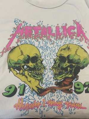 Daydreamer Metallica Band Tee Shirt Reprint Size M EUC Vtg Style grey beige - Image 1 of 4