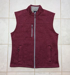 Johnnie-O Men's Medium Fleece Vest Burgundy Full Zip Logo Golf - Picture 1 of 6