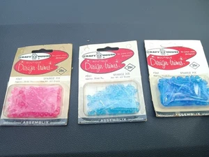1963 Vintage NOS Sparkle Pix Blue Pink Beads Craft House Design Trims MCM 1960's - Picture 1 of 5