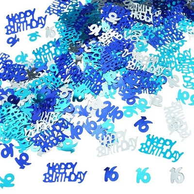 Blue 16th Birthday Confetti, Sweet 16, Metallic Sequins, Table Sprinkles - Image 1 of 4