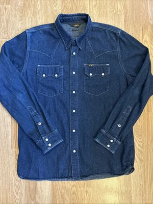 Lee Dark Indigo Sawtooth Pearl Snaps Denim Shirt Xxl - Image 1 of 4