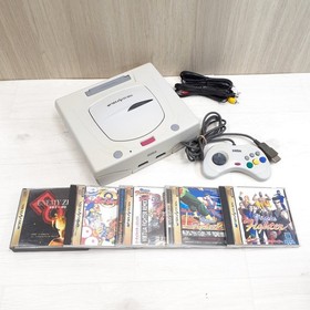 SEGA SATURN White Console with 5 Games, 1 Controller & Cables  made in Japan