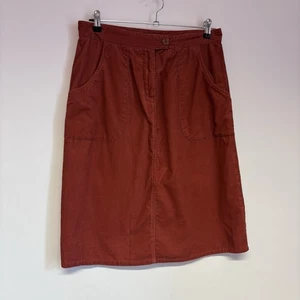 Thought Cord Skirt Size 12 Orange Brown Knee Length Pockets Autumn Corduroy - Picture 1 of 11