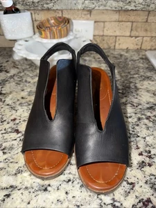 Lucky Brand Slingback Peeptoe Leder Obermaterial schwarz Schuhe 7,5 HH - Bild 1 von 6