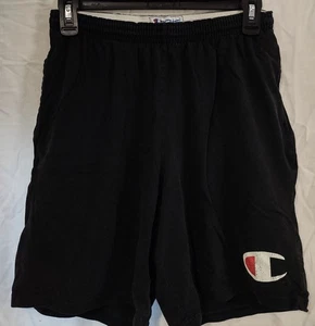 Champion Vintage Baumwolle schwarz Sport-/Laufshorts -- elastischer Bund/Taschen -- klein - Bild 1 von 4