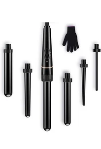 6 in 1 Curling Wand Set Tourmaline Ceramic Hair Curling Iron Anti-Static Coating - Picture 1 of 1