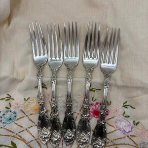 Rogers A1 Cutlery 5 Grape Silverplate Fork Ornate Engraved Antique La Vigne - Picture 1 of 3