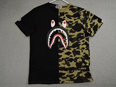 A Bathing Ape Shirt Medium Black Green Camo Big Shark Head Bape Tee Casual - Image 1 of 4