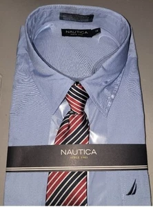Boy's Nautica Blue Dress Shirt with Tie Size 18 - Picture 1 of 5