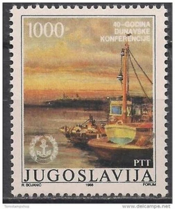 Yugoslavia 1988 River Danube Ships Transport Sunset Sunrise Painting Art 1v MNH - Picture 1 of 1