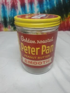 Vintage Peter Pan glatt Erdnussbutter Glas Glas mit original gelb/rot Deckel - Bild 1 von 10