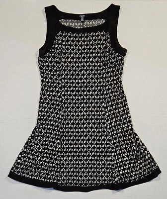 Chaps Dress Black White XL Large A Line Stretch Washable Square Neck Sleeveless - Image 1 of 4