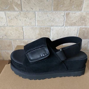 UGG SUEDE GOLDENSTAR HI BLACK SLINGBACK PLATFORM SANDALS WOMEN SIZE US 7 - Picture 1 of 5