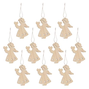 10 Pcs Wooden Pendant Painting Crafts Holiday Hanging Decorations - Picture 1 of 12