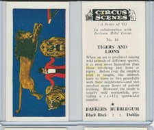 1970 Barkers Bubblegum, Circus Scenes, #16 Tigers & Lions