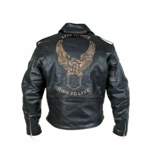 Chaqueta de cuero de vaca personalizada para motociclista paseo a vivir chaqueta retro - Imagen 1 de 10