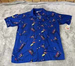 VTG  Waikiki Wear by Cherokee Hawaiian Shirt Exotic Drinks Mens L 100% Rayon NWT - Picture 1 of 13
