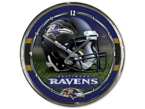 Baltimore Ravens 12 Inch CHROME Clock by Wincraft -Perfect for Man Cave,Office Cover