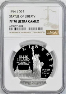 1986 STATUE OF LIBERTY Silver Dollar NGC PF70💥FLAWLESS QUALITY💥 - Picture 1 of 5
